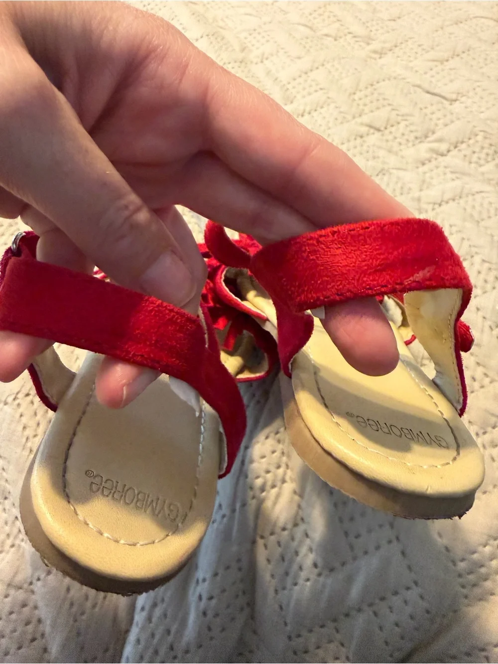 Gymboree Girls Red Pom-Pom Sandals size 2
